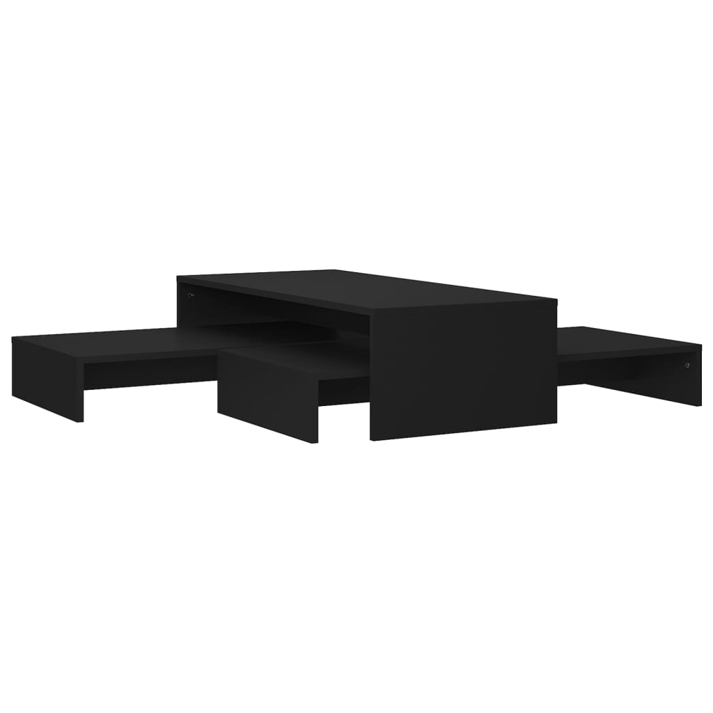 vidaXL Nesting Coffee Table Set Black 39.4"x39.4"x10.4" Engineered Wood