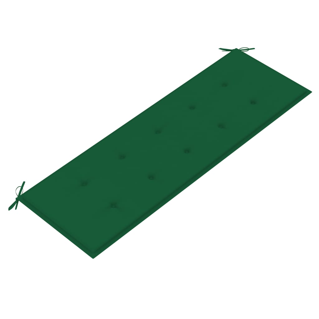 vidaXL Patio Bench with Green Cushion 59.1" Solid Teak Wood