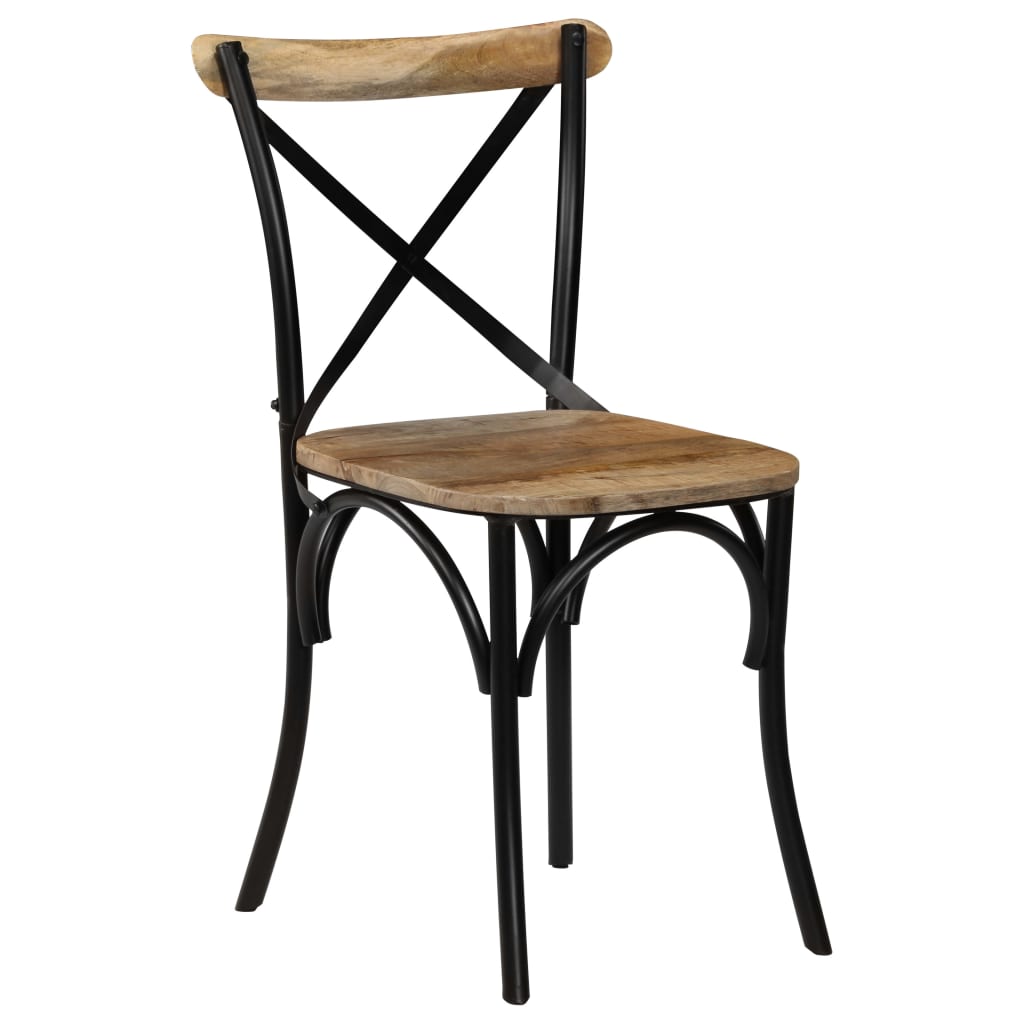vidaXL Cross Chairs 2 pcs Black Solid Mango Wood