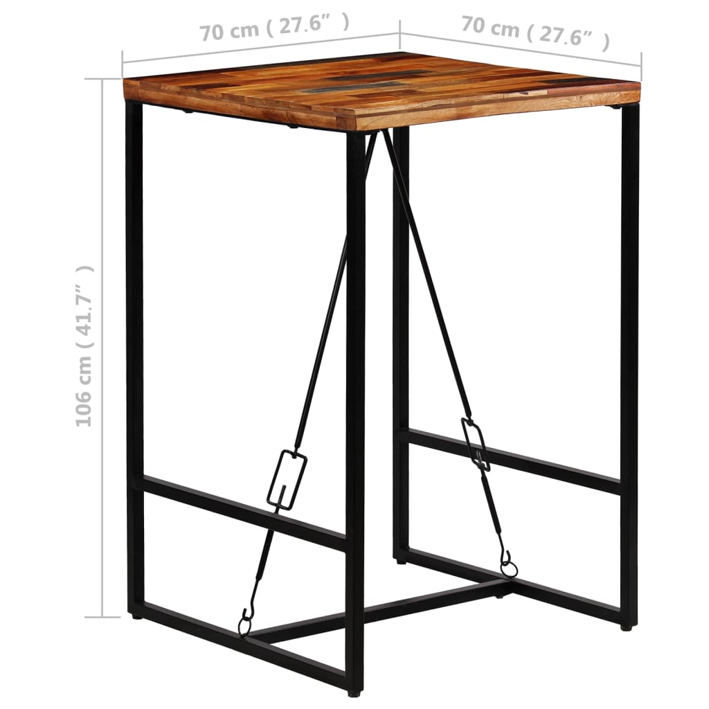 vidaXL Bar Table Solid Reclaimed Wood 27.6"x27.6"x41.7"