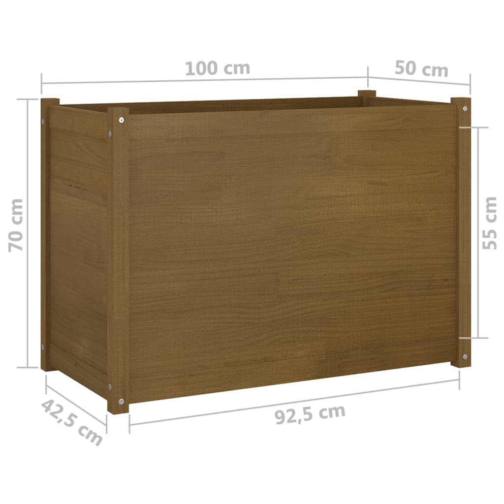 vidaXL Garden Planter Honey Brown 39.4"x19.7"x27.6" Solid Wood Pine