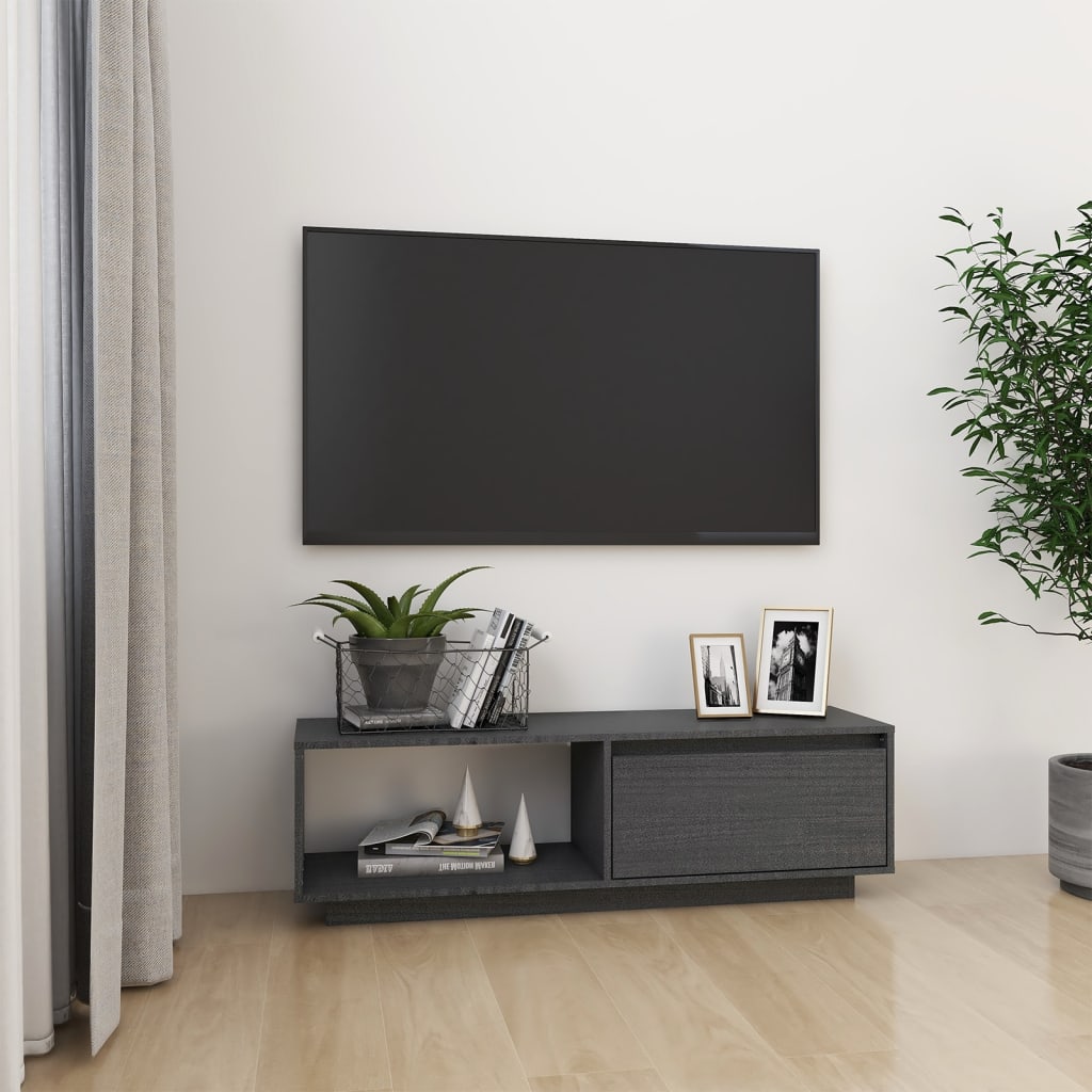 vidaXL TV Stand Gray 43.3"x11.8"x13.2" Solid Pinewood