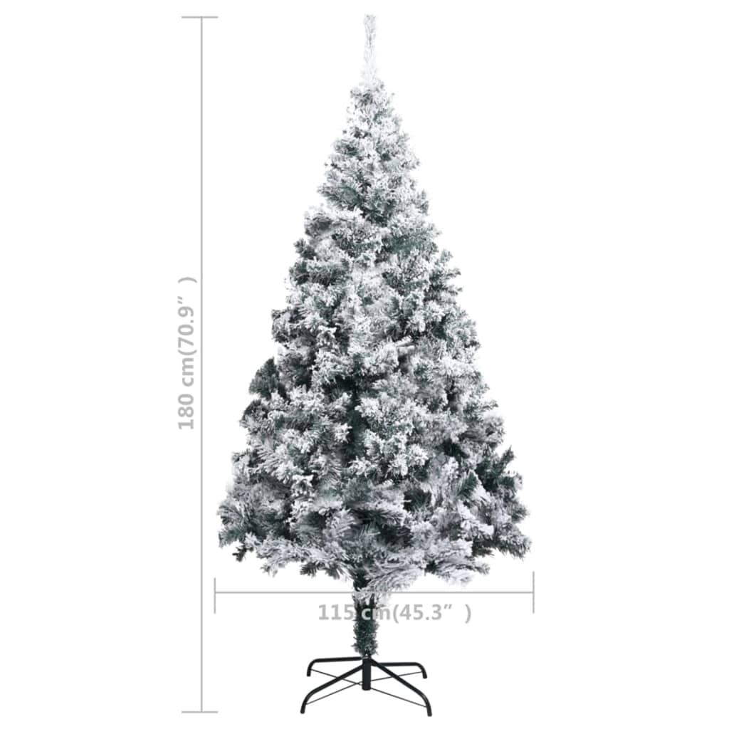 vidaXL Artificial Pre-lit Christmas Tree with Flocked Snow Green 70.9"