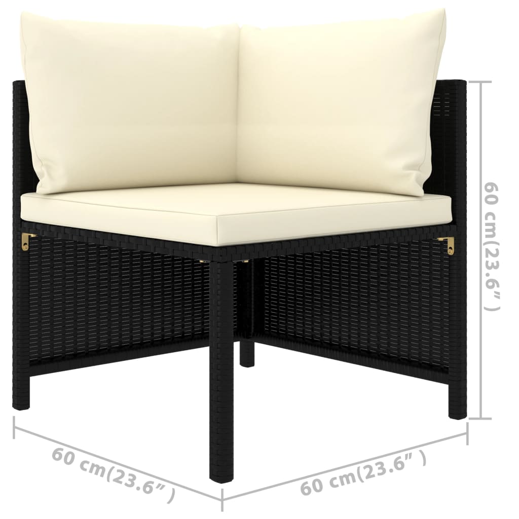 vidaXL 5 Piece Patio Lounge Set with Cushions Poly Rattan Black