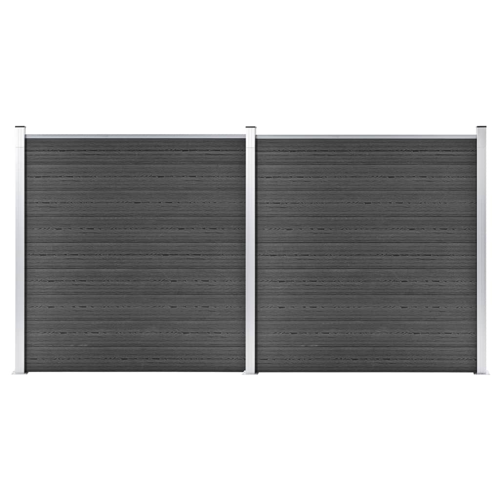 vidaXL Fence Panel Set WPC 139"x73.2" Black