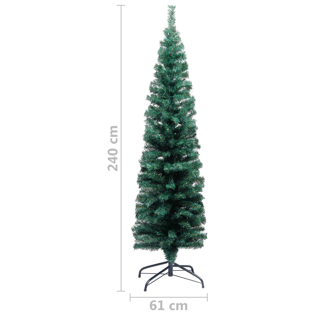 vidaXL Slim Artificial Christmas Tree with LEDs&Ball Set Green 94.5"