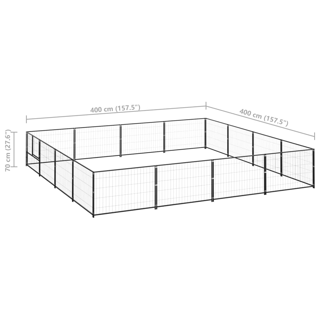 vidaXL Dog Kennel Black 172.2 ft² Steel