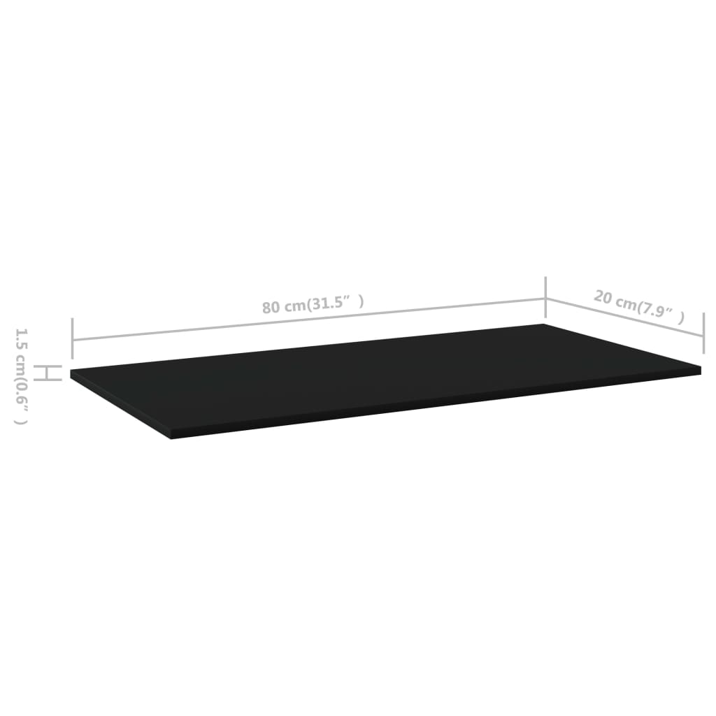 vidaXL Bookshelf Boards 4 pcs Black 31.5"x7.9"x0.6" Engineered Wood