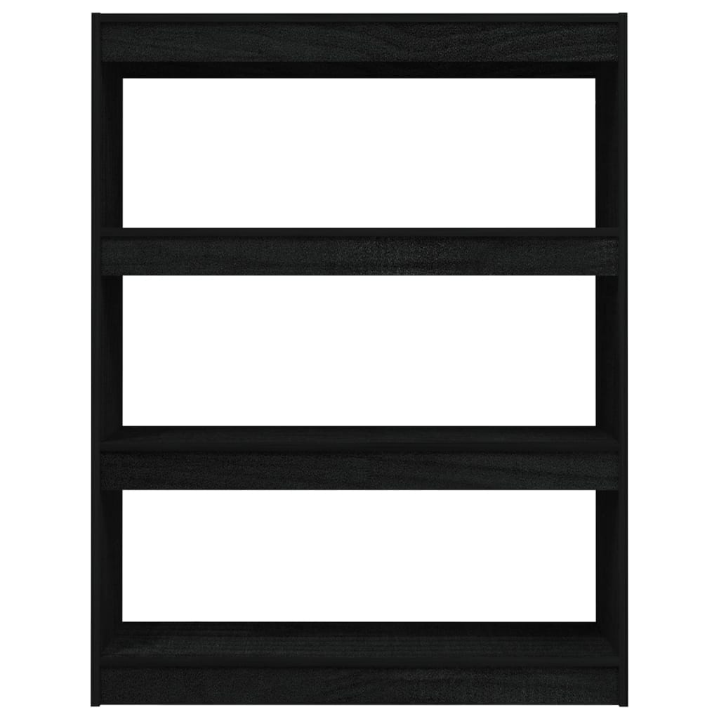 vidaXL Book Cabinet/Room Divider Black 39.4"x11.8"x40.6" Solid Wood Pine
