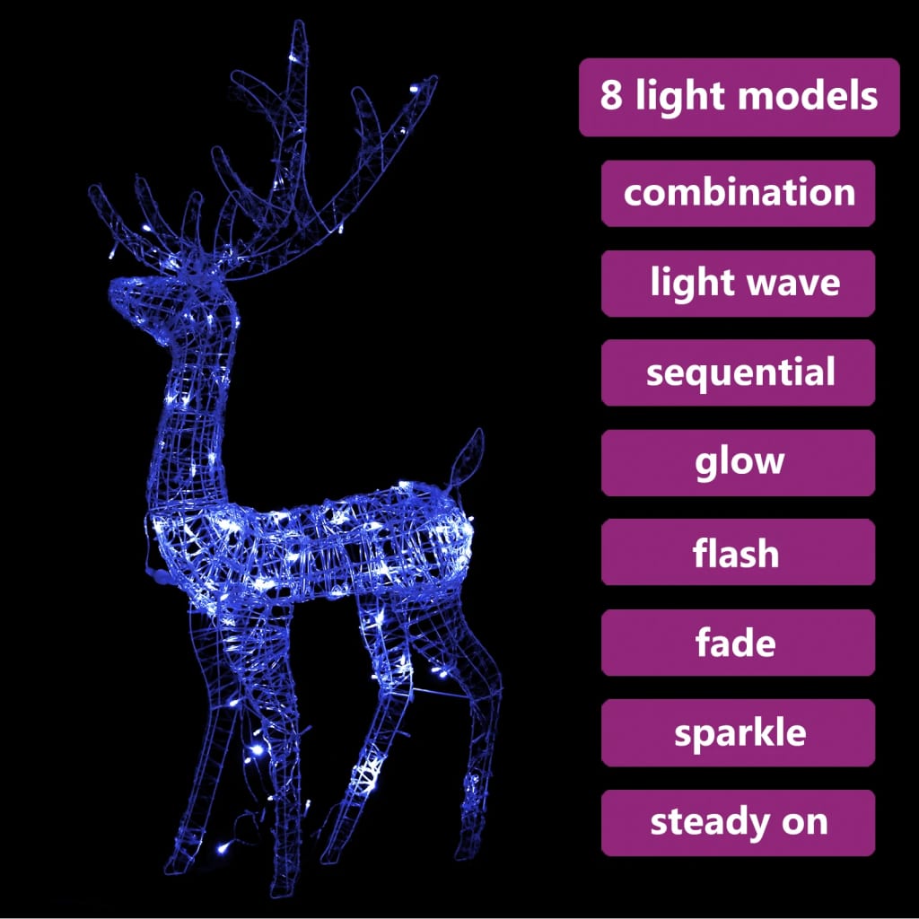 vidaXL Acrylic Reindeer Christmas Decoration 140 LEDs 4 ft Blue