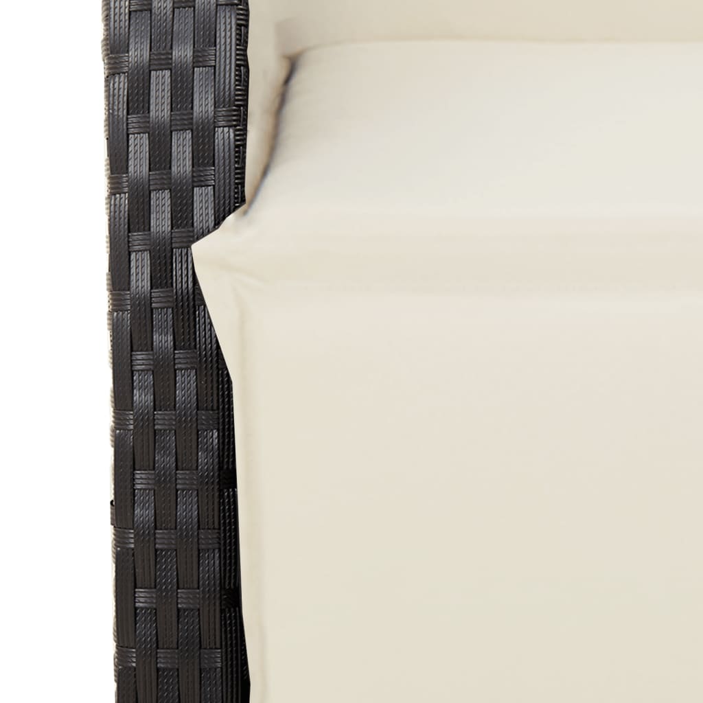 vidaXL 3 Piece Bistro Set with Cushions Black Poly Rattan