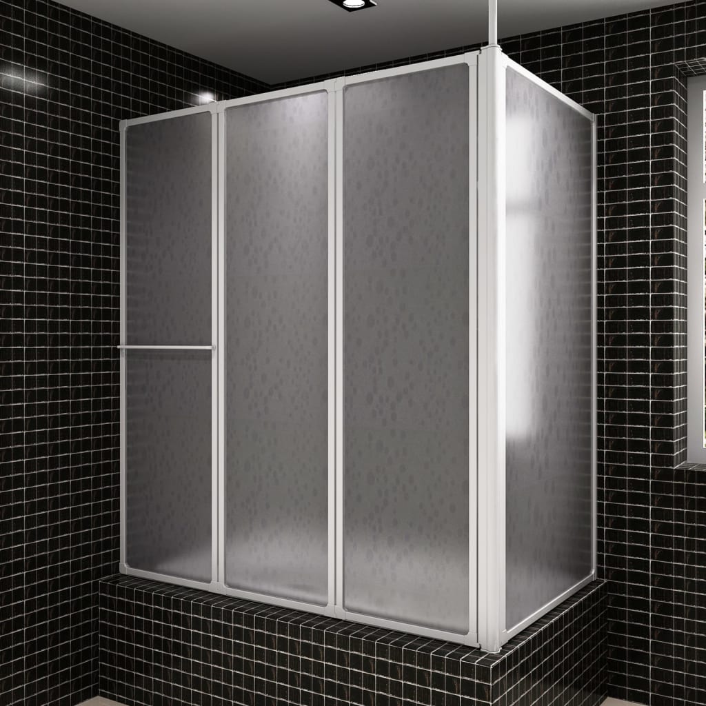 vidaXL Shower Bath Screen Wall L Shape 27.6"x47.2"x53.9" 4 Panels Foldable