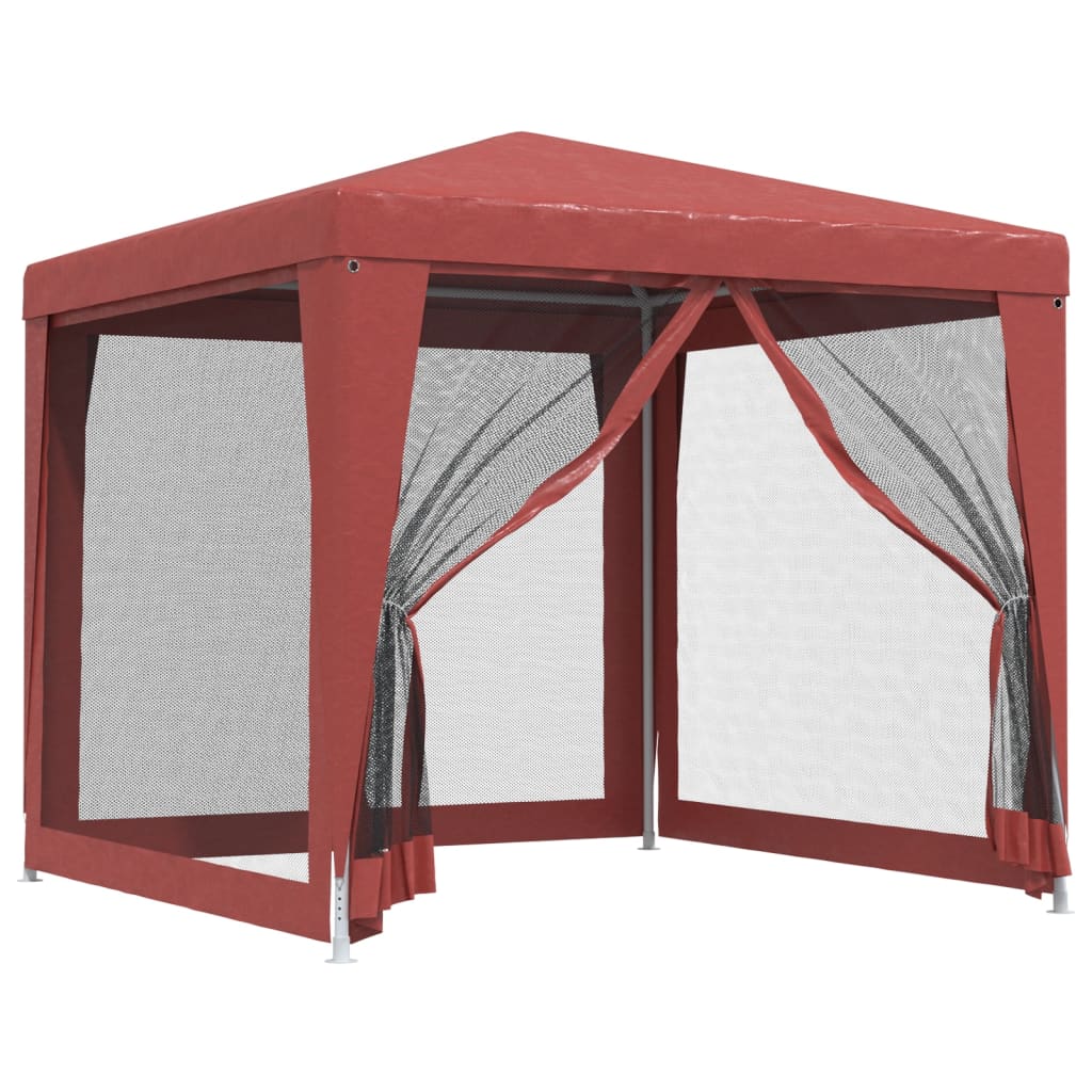 vidaXL Party Tent with 4 Mesh Sidewalls Red 8.2'x8.2' HDPE