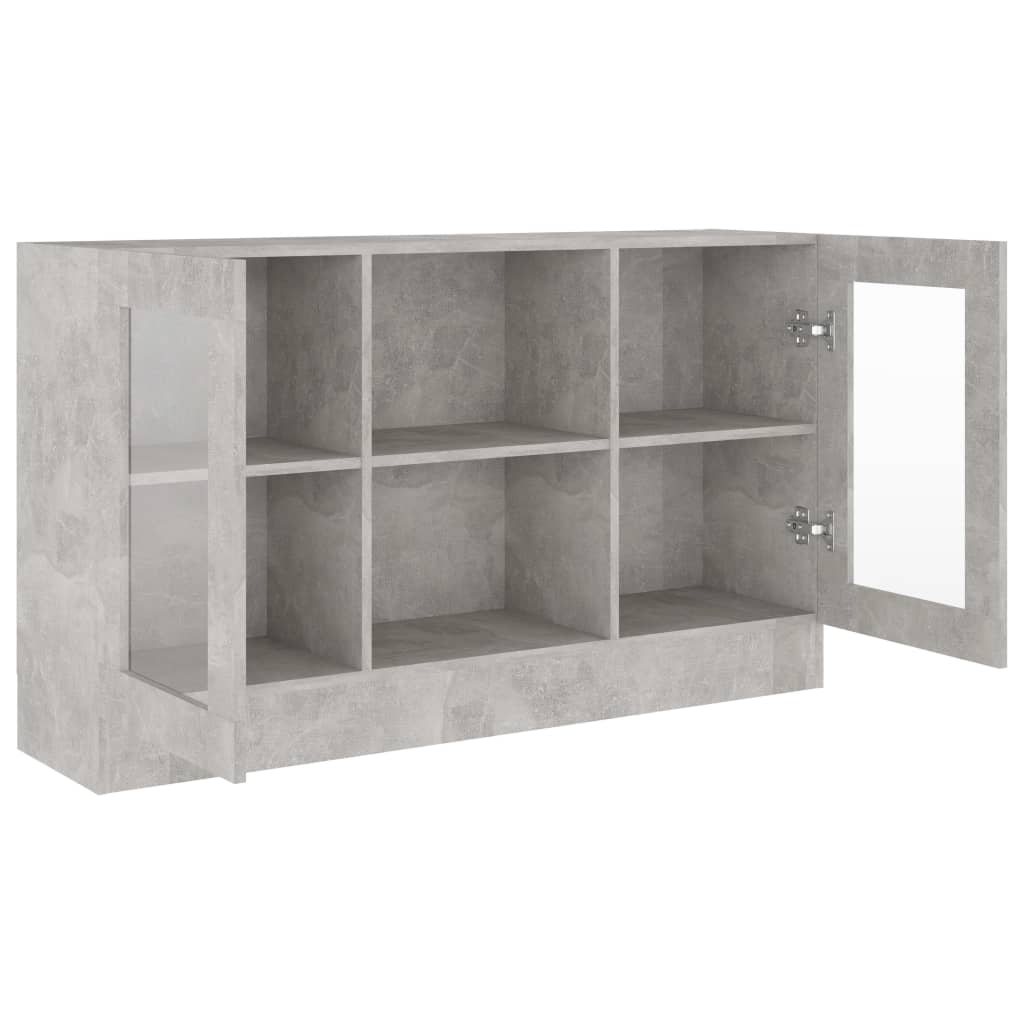 vidaXL Vitrine Cabinet Concrete Gray 47.2"x12"x27.6" Engineered Wood
