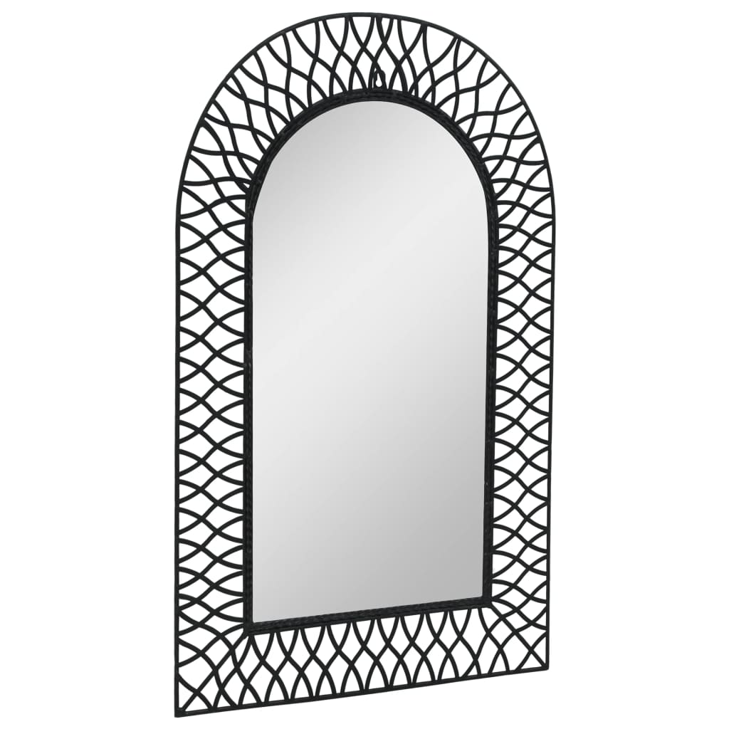 vidaXL Wall Mirror Arched 19.6"x31.4" Black