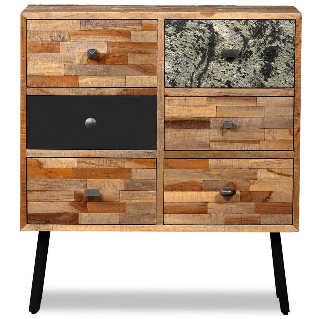 vidaXL Side Cabinet with 6 Drawers Solid Reclaimed Teak 27.6"x11.8"x29.9"