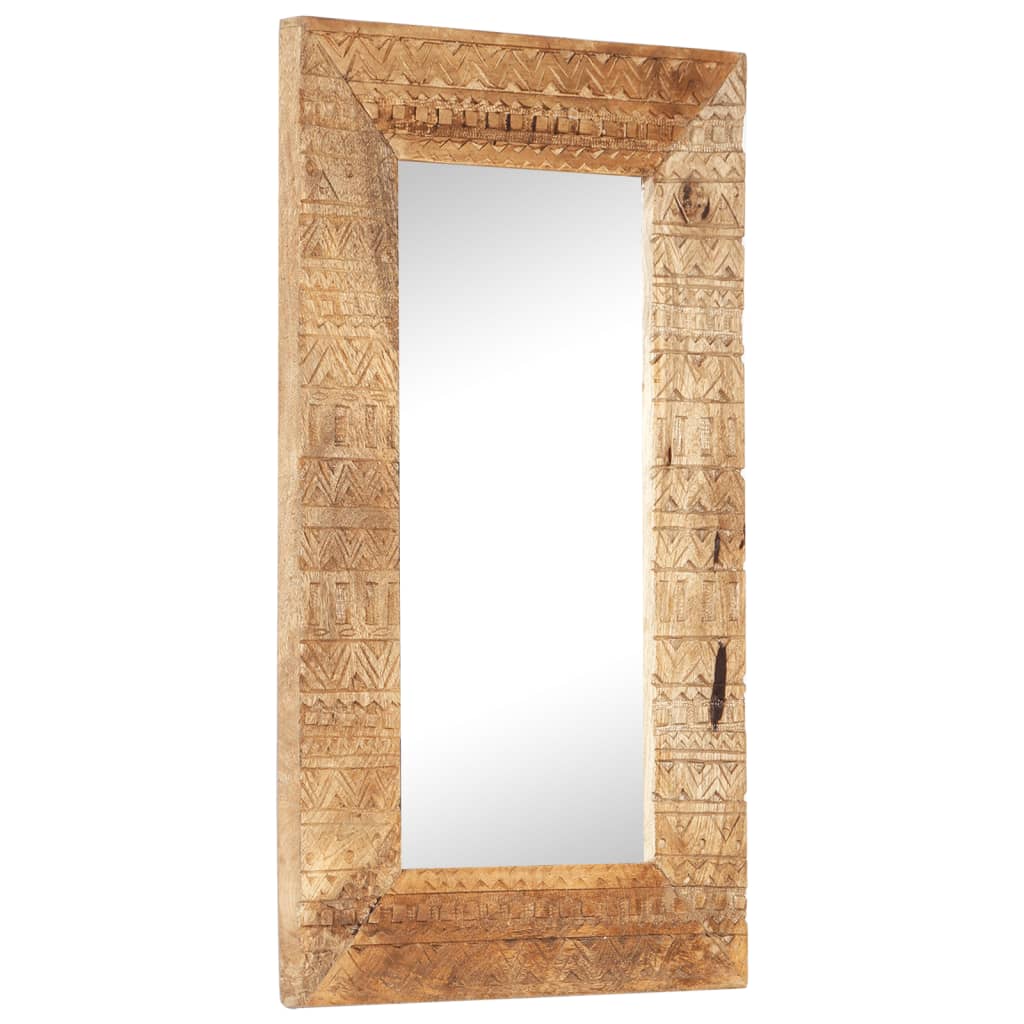 vidaXL Hand-Carved Mirror 31.5"x19.7"x1" Solid Mango Wood