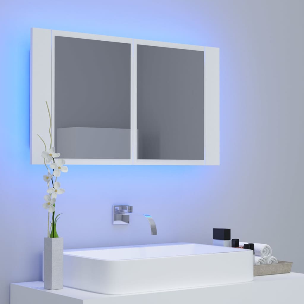 vidaXL LED Bathroom Mirror Cabinet White 31.5"x4.7"x17.7"