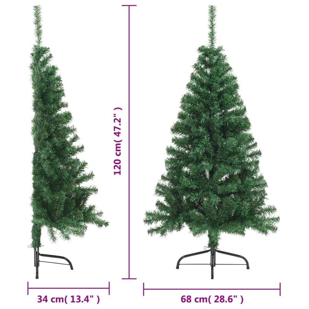 vidaXL Artificial Half Christmas Tree with Stand Green 4 ft PVC