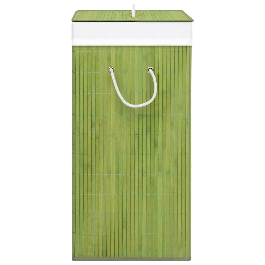 vidaXL Bamboo Laundry Basket with 2 Sections Green 19 gal