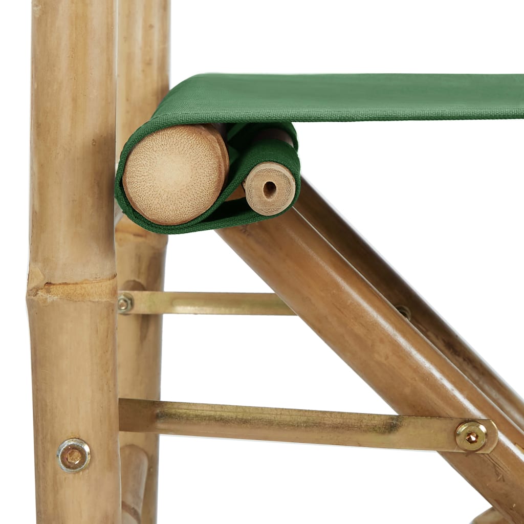 vidaXL Folding Director's Chairs 2 pcs Green Bamboo and Fabric