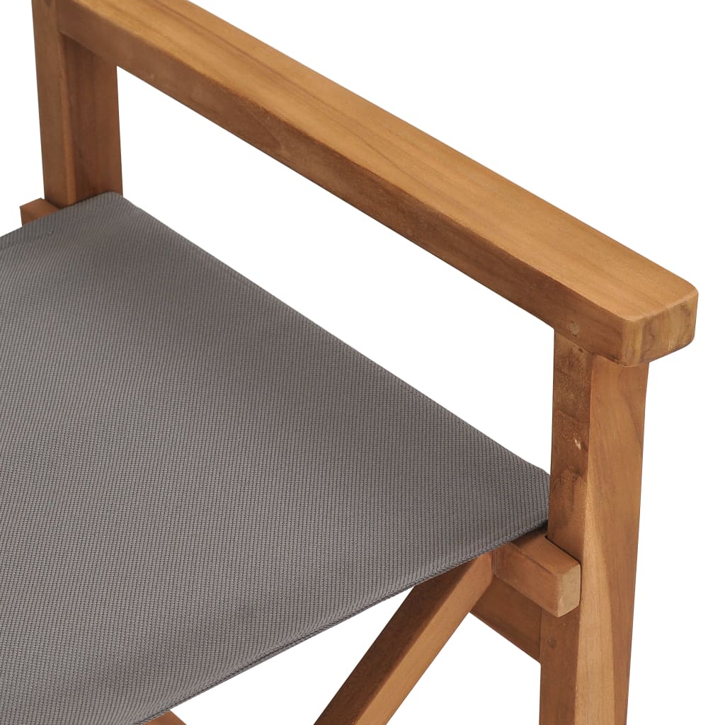 vidaXL Folding Director's Chairs 2 pcs Gray Solid Wood Teak