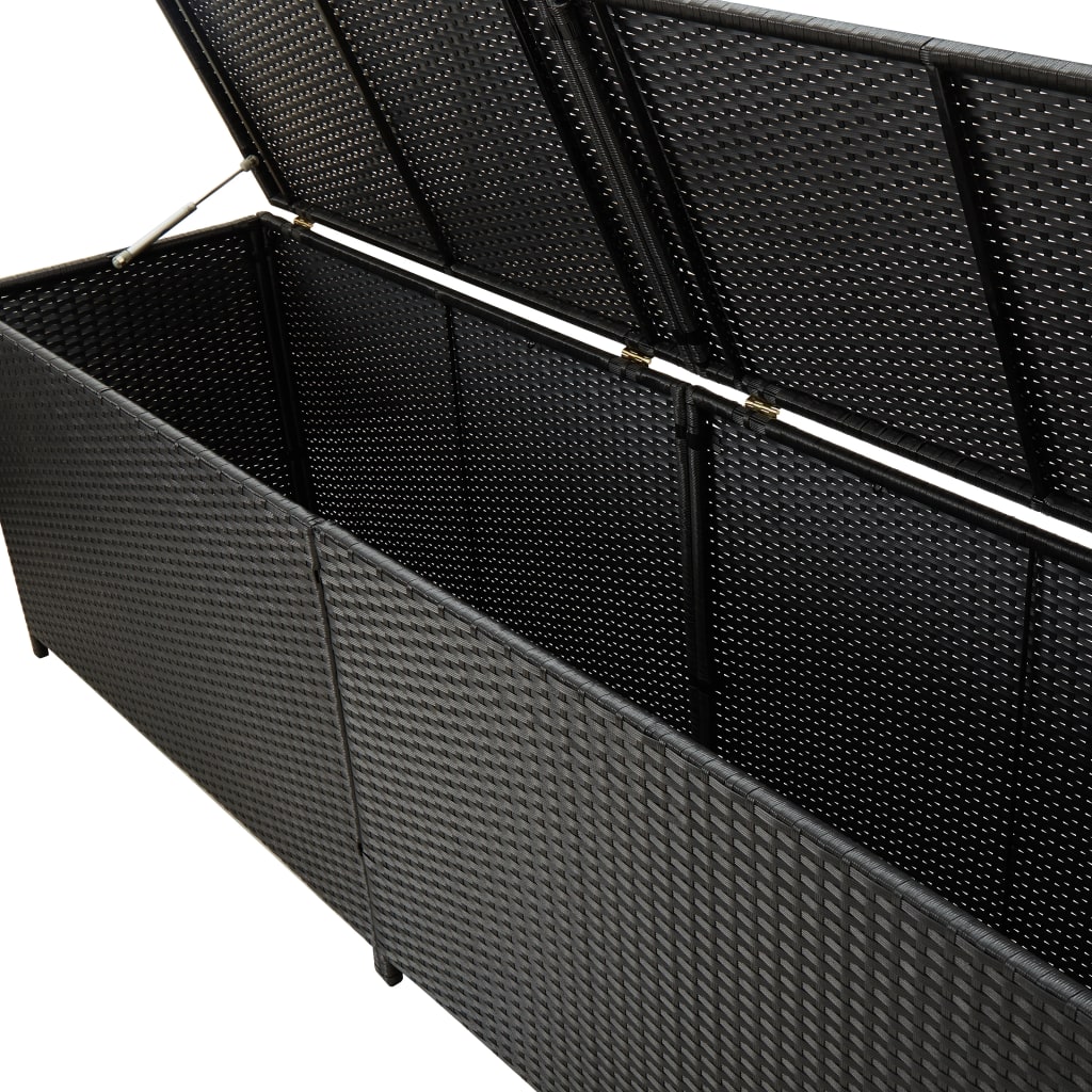 vidaXL Patio Storage Box Poly Rattan 78.7"x19.6"x23.6" Black