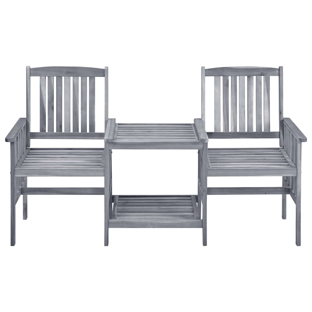 vidaXL Patio Chairs with Tea Table and Cushions Solid Acacia Wood