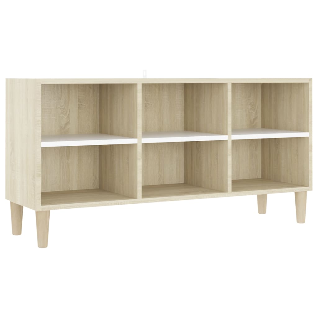 vidaXL TV Stand with Solid Wood Legs White and Sonoma Oak 40.7"x11.8"x19.7"