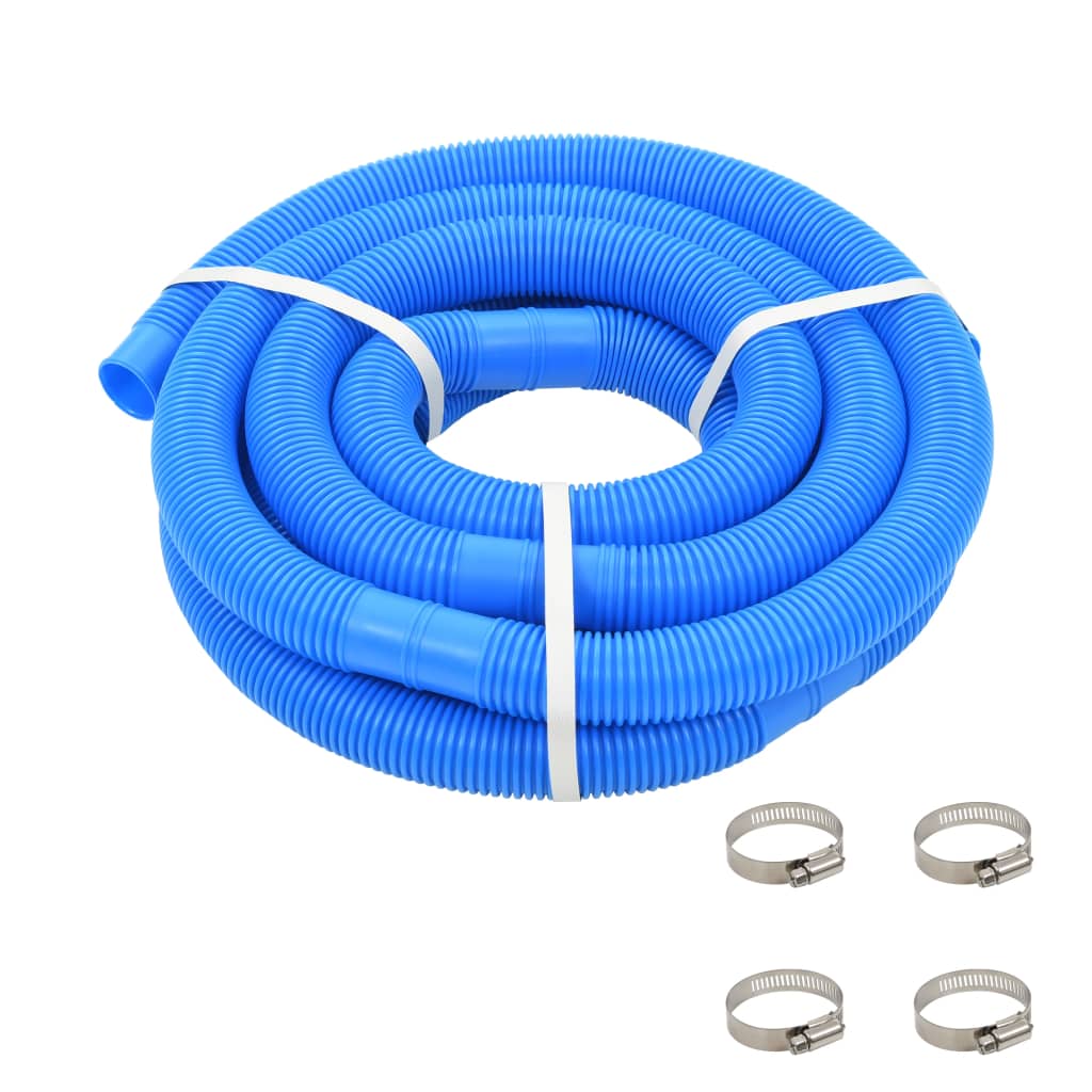 vidaXL Pool Hose with Clamps Blue 1.4" 19.6'