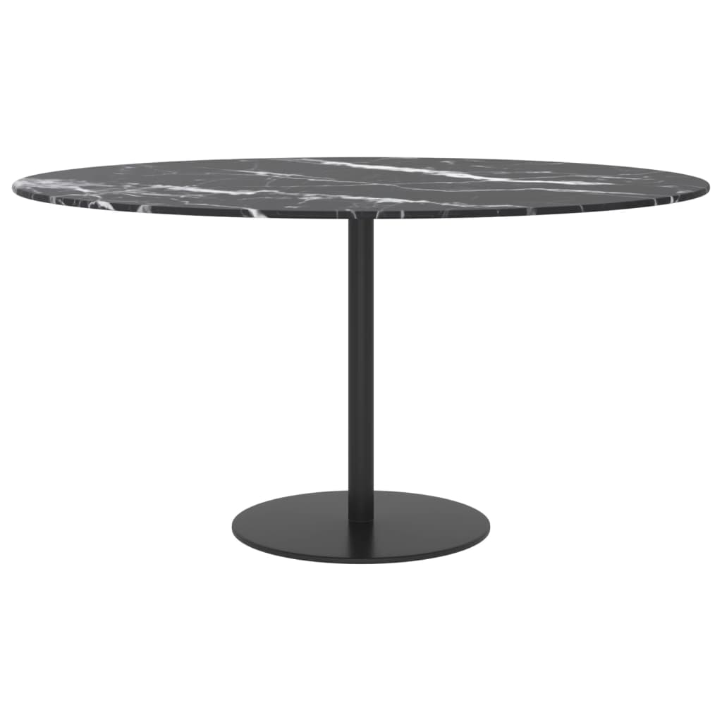 vidaXL Table Top Black Ø 31.5"x0.4" Tempered Glass with Marble Design