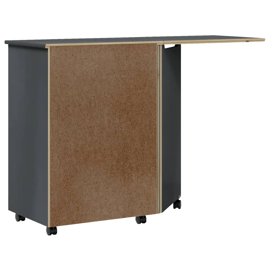 vidaXL Rolling Cabinet with Desk MOSS Gray Solid Wood Pine