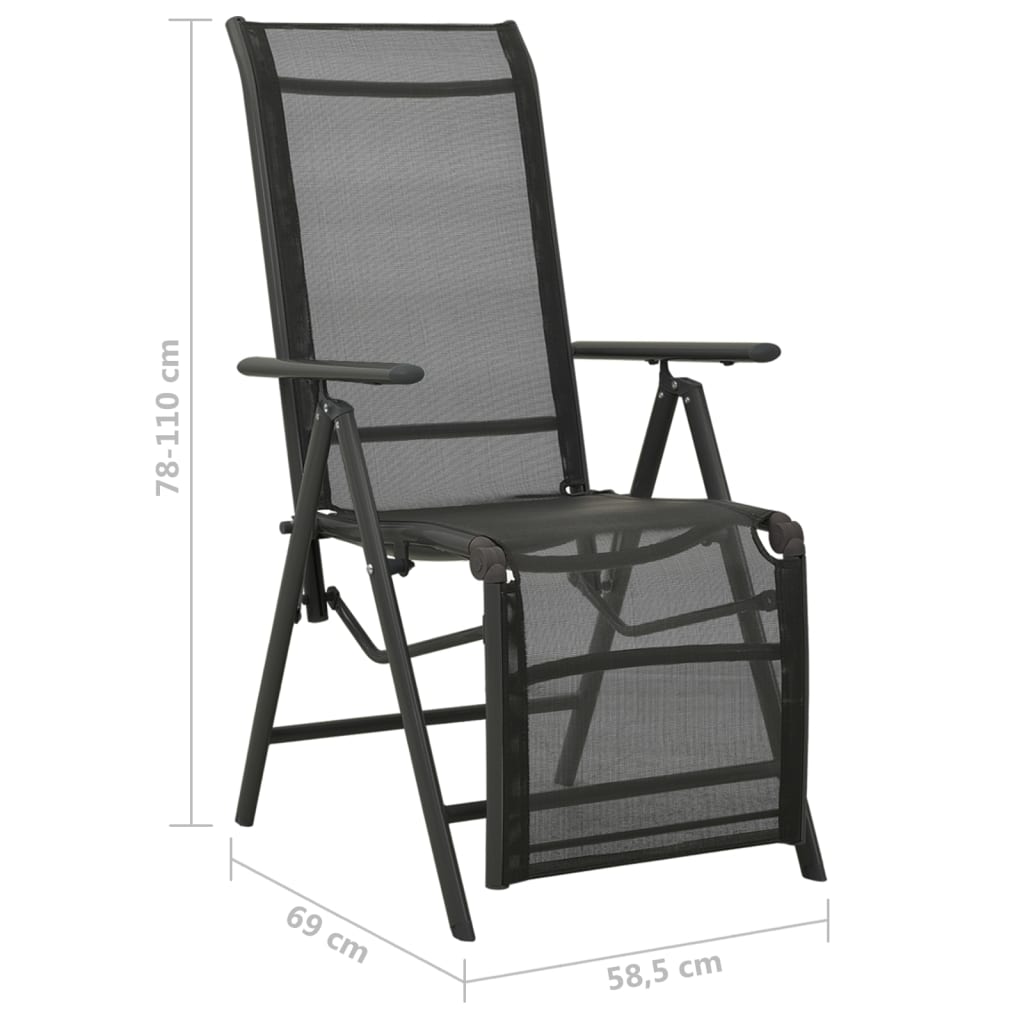 vidaXL Reclining Patio Chairs 2pcs Textilene and Aluminum Black