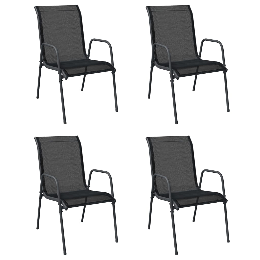 vidaXL Patio Chairs 4 pcs Steel and Textilene Black