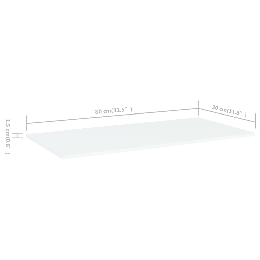 vidaXL Bookshelf Boards 8 pcs White 31.5"x11.8"x0.6" Engineered Wood