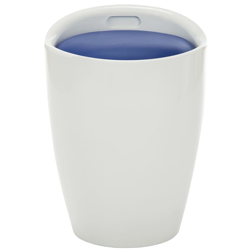 vidaXL Storage Stool White and Blue Faux Leather