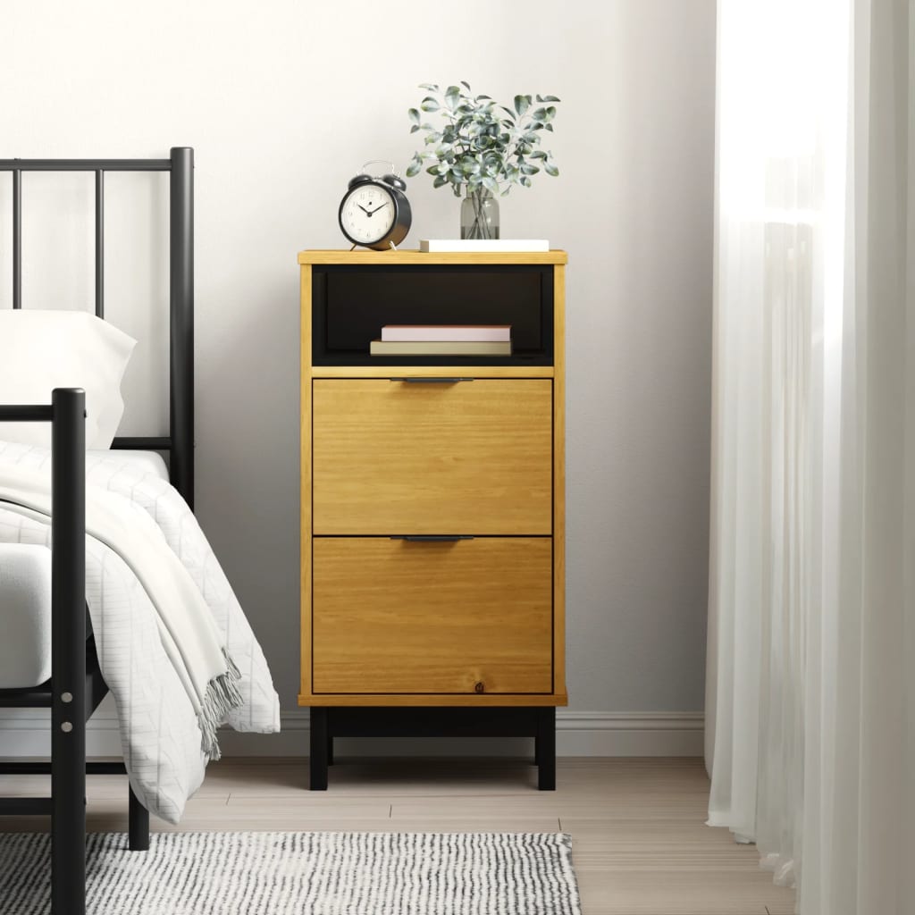 vidaXL Bedside Cabinet FLAM 15.7"x13.8"x31.5" Solid Wood Pine