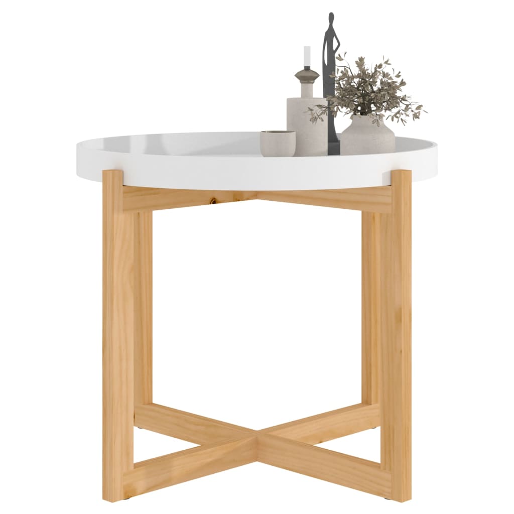 vidaXL Coffee Table White 20.9"x20.9"x17.1" Engineered Wood&Solid Wood Pine