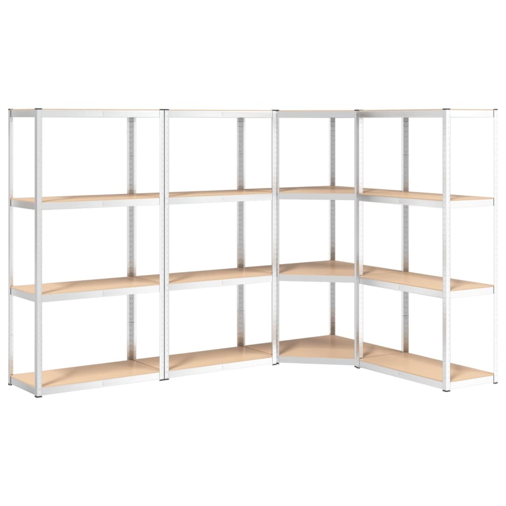 vidaXL 4-Layer Shelves 4 pcs Silver Steel&Engineered Wood