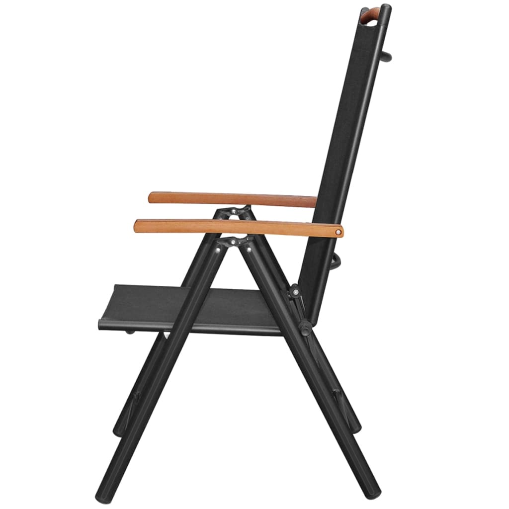 vidaXL Folding Patio Chairs 4 pcs Aluminum and Textilene Black