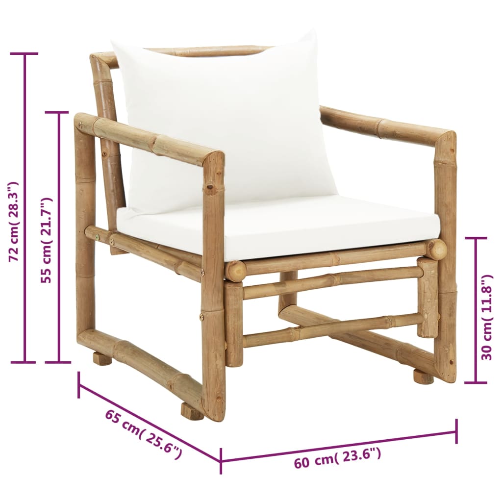 College doe niet Aan het water vidaXL Patio Chairs 2 pcs with Cushions and Pillows Bamboo | vidaXL.com