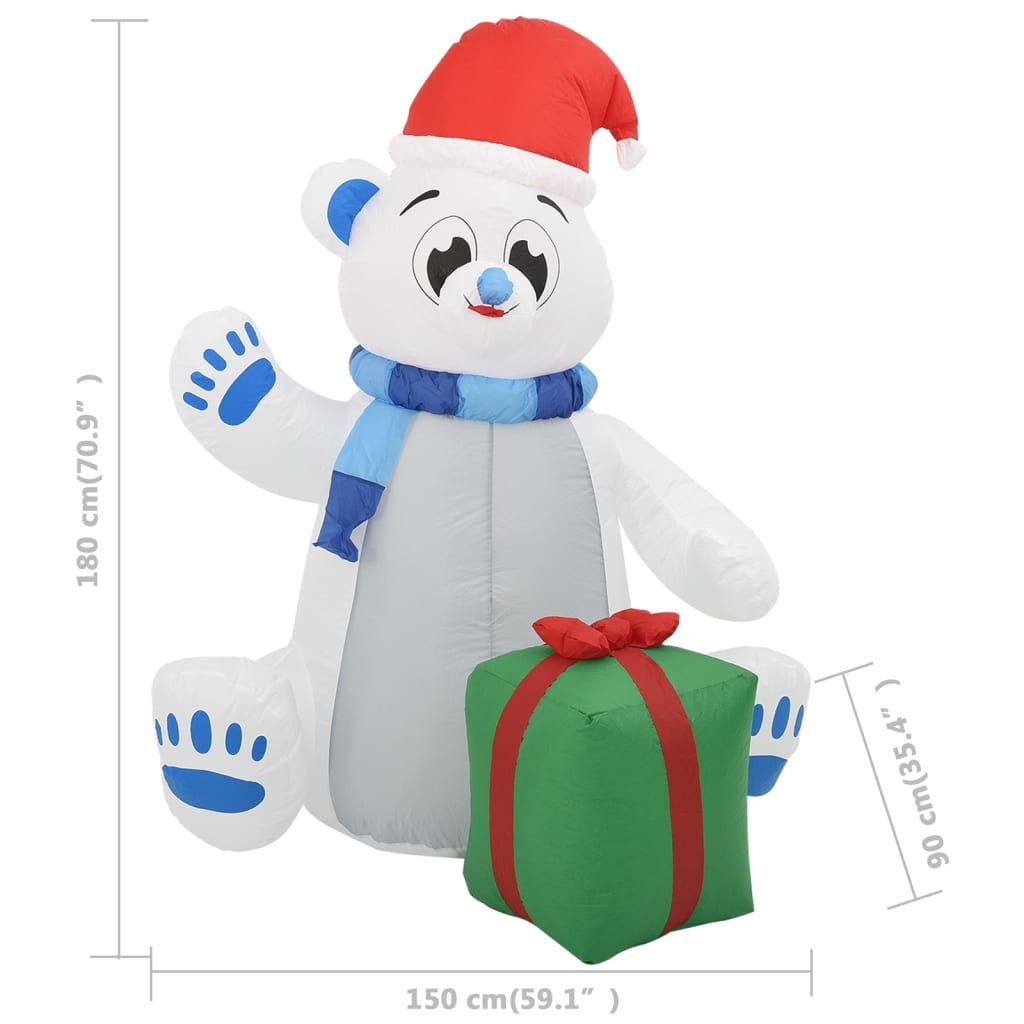 vidaXL Christmas Inflatable Polar Bear LED Indoor and Outdoor 6 ft