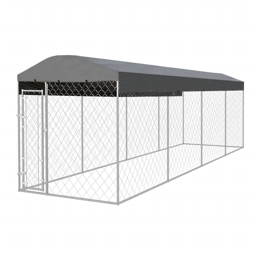 vidaXL Outdoor Dog Kennel with Roof 25'x6'x7.9'