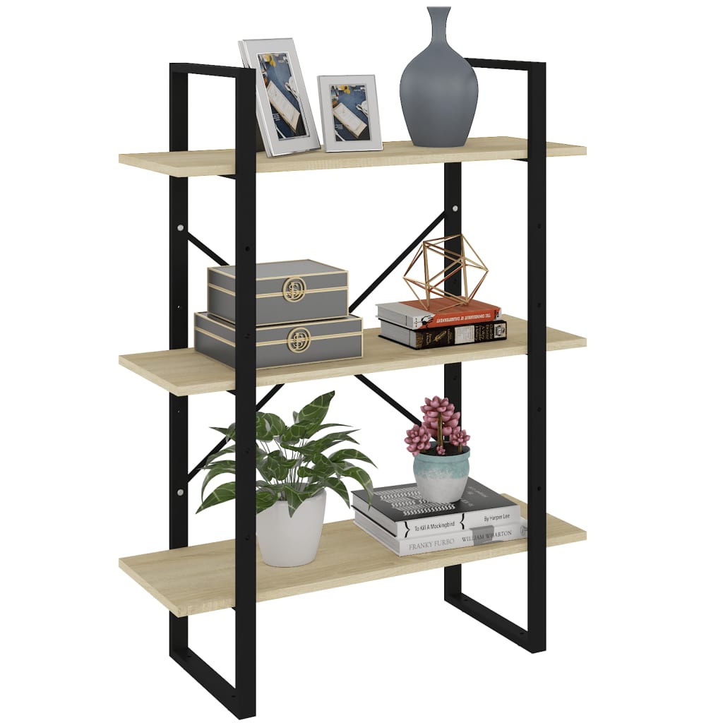 vidaXL Book Cabinet Sonoma Oak 31.5"x11.8"x41.3" Engineered Wood