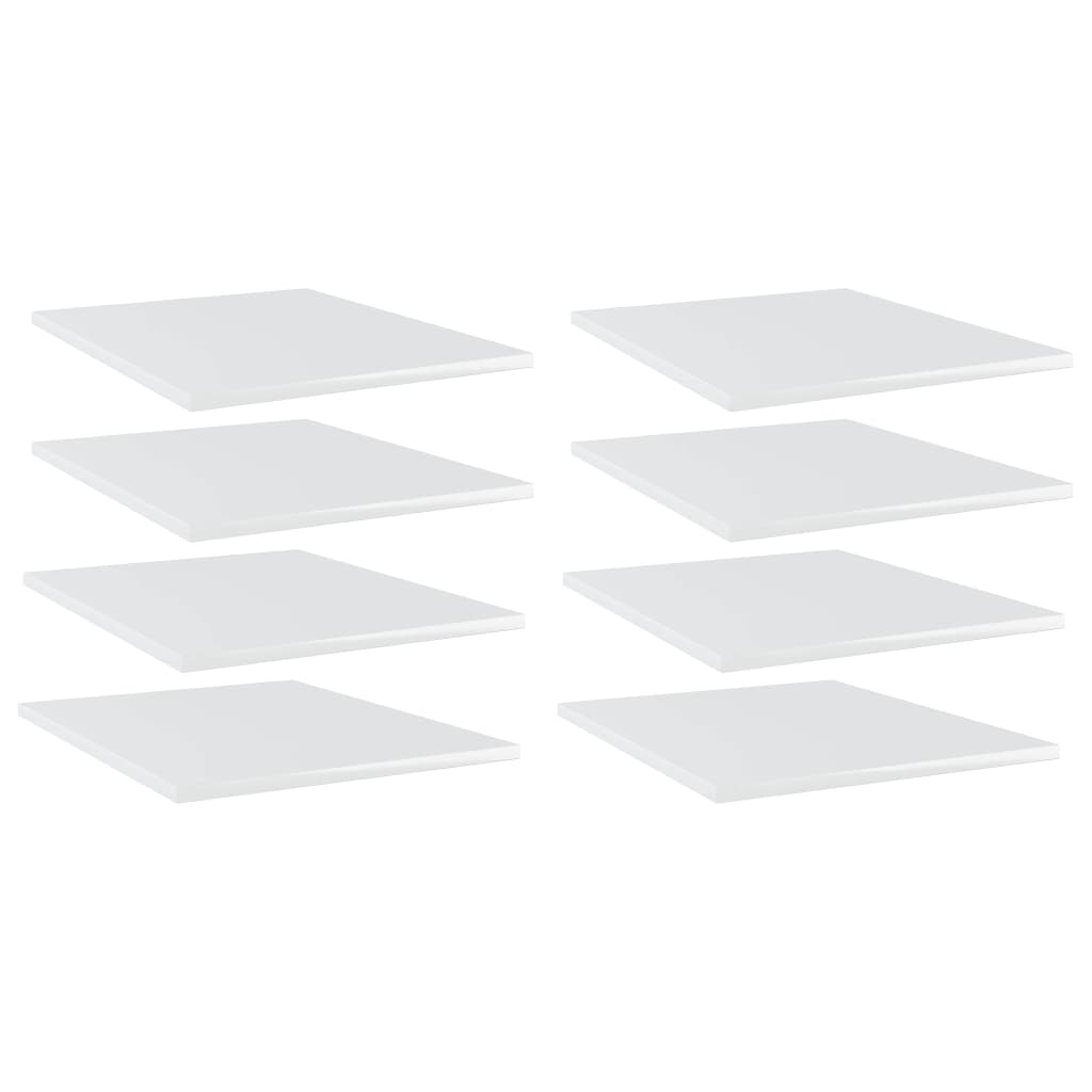 vidaXL Bookshelf Boards 8 pcs High Gloss White 15.7"x19.7"x0.6" Engineered Wood