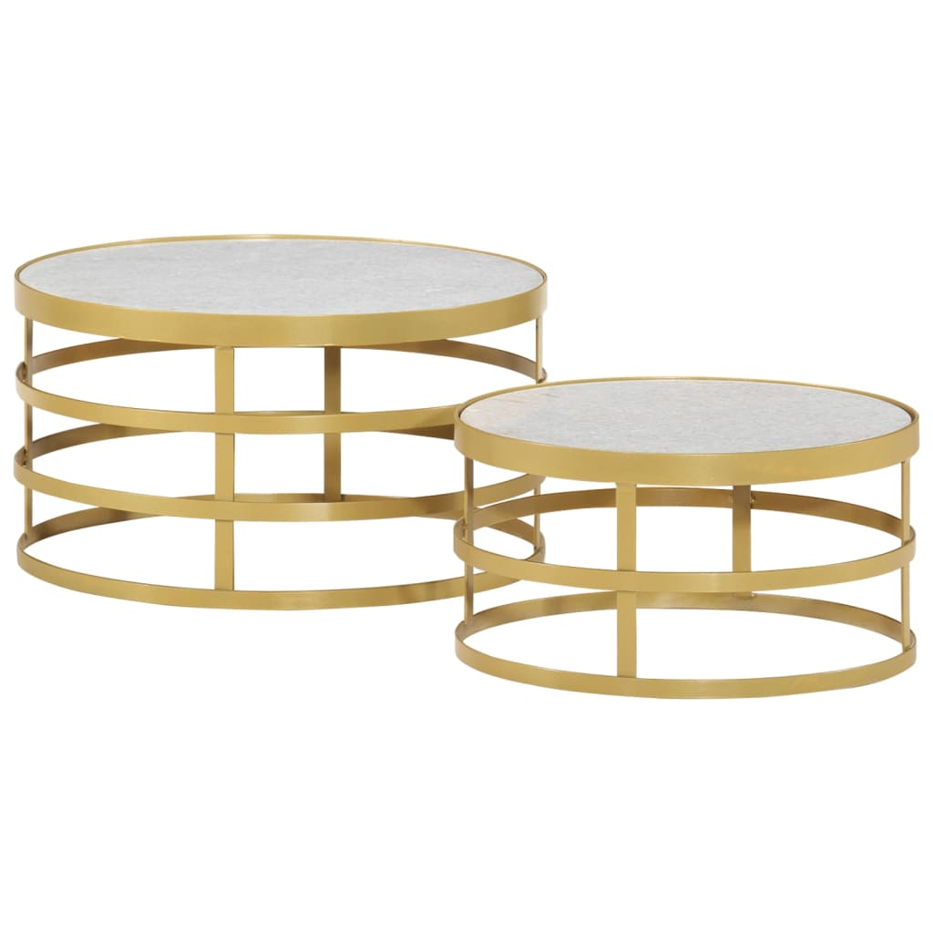 vidaXL 2 Piece Coffee Table Set Marble Brass and White