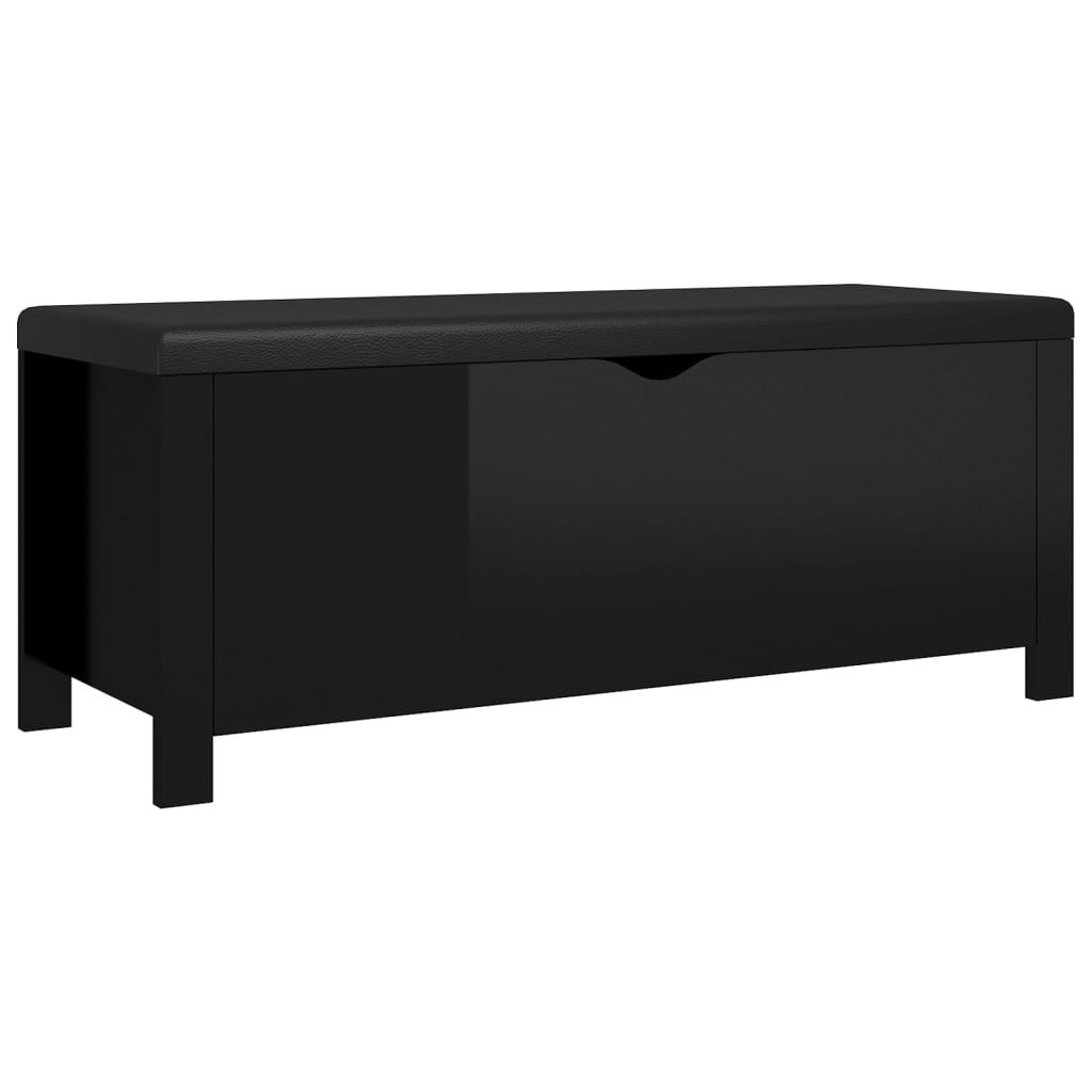 vidaXL Storage Box with Cushion High Gloss Black 41.3"x15.7"x17.7" Engineered Wood