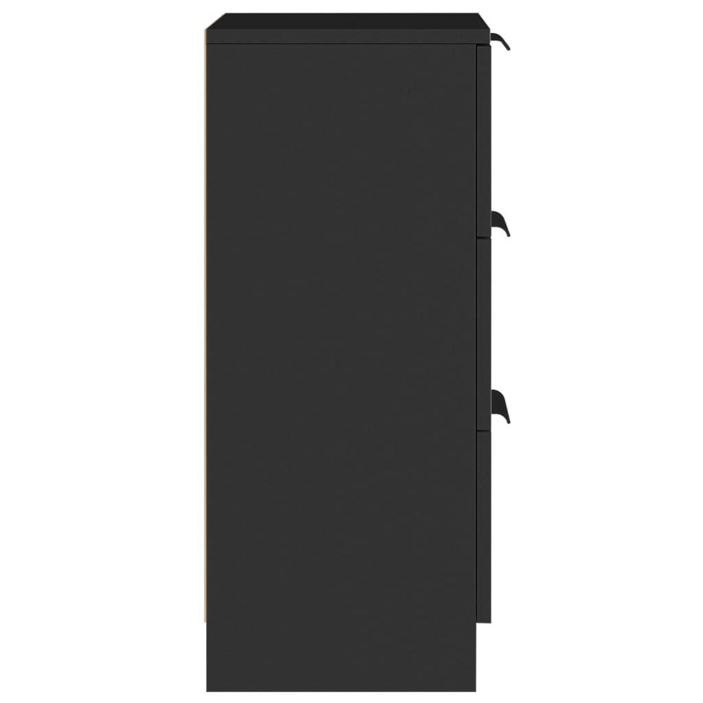 vidaXL Sideboards 2 pcs Black 11.8"x11.8"x27.6" Engineered Wood