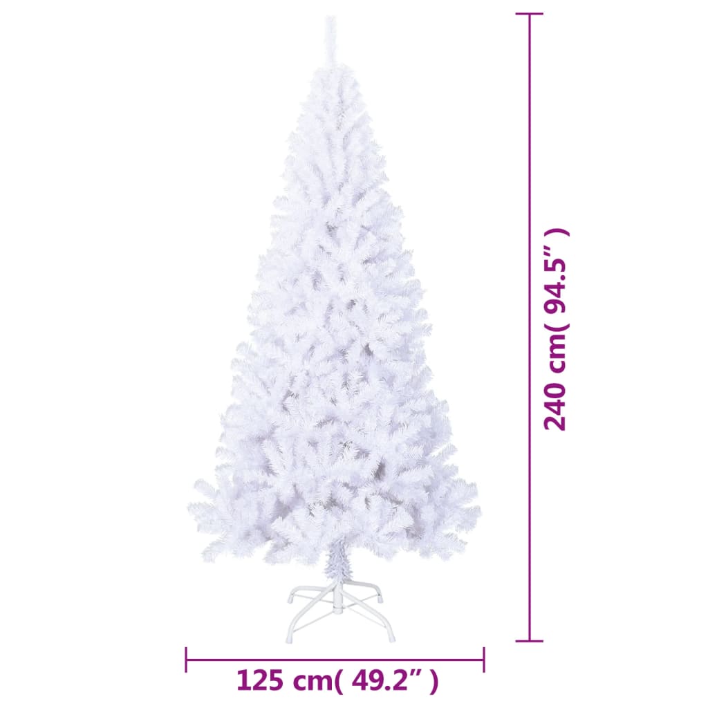vidaXL Artificial Christmas Tree with Thick Branches White 8 ft PVC