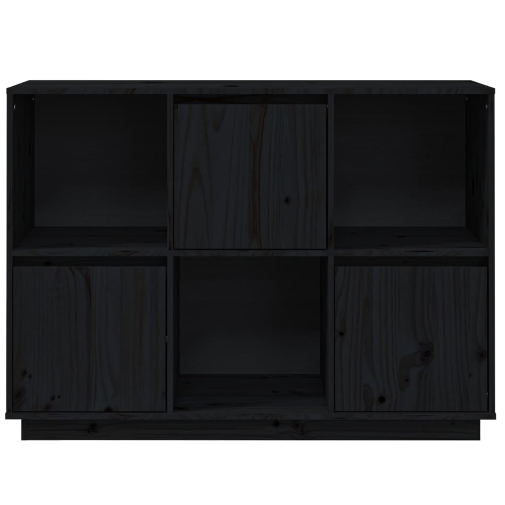 vidaXL Sideboard Black 43.5"x13.8"x31.5" Solid Wood Pine